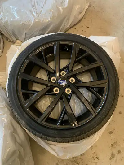 (Never mounted) Full set of 4 Subaru OEM 18" alloy rims with Yokohama AVID S34 all-season tires, cor...