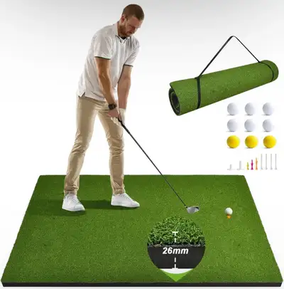 ️‍♂️【Thickened Golf Hitting Mats】Made using a robust 10mm layer of anti-tearing EVA padding, improve...