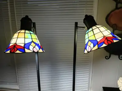 Two Stained Glass Floor Lamps, View more