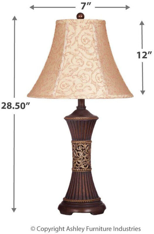 (NEW) Ashley Mariana Poly Table Lamp 2 Traditional Antique Brown in Indoor Lighting & Fans in City of Toronto - Image 2