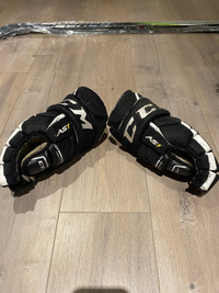 CCM AS1 Hockey Gloves- 15” Black and White
