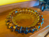 Vintage Mid century modern Blenko Amber Giant glass Ashtray