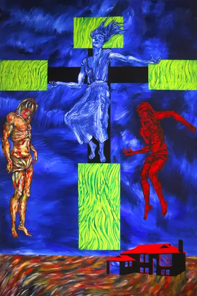 Femme Crucifiée 72 x 48 - Peinture sur toile par Giba, View more