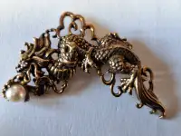 Sterling silver dragon brooch pendant