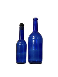 Vintage John Harveys cobalt blue bottles 