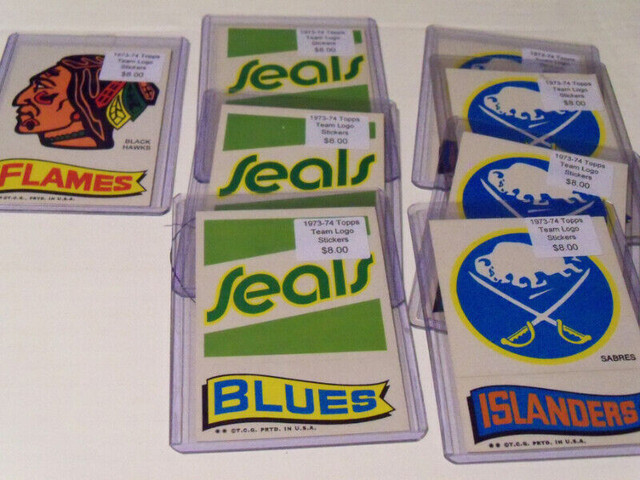 Vintage Hockey Cards: 1973-74 Topps Insert Team Logo Stickers in Arts & Collectibles in Bedford - Image 2