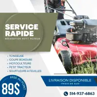 Lawnmower repair and little motor /réparation de tondeuse à gazo