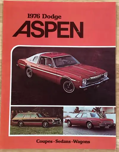 1976 DODGE ASPEN AUTO BROCHURE FOR SALE this English brochure has 6 coloured pages Showing models of...