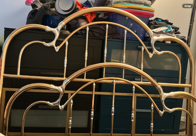 Bed frame brass and chrome, gold metal, View more