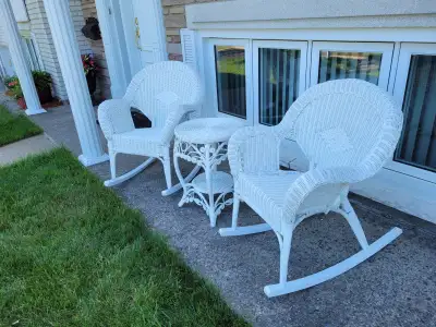 Ensemble de patio en rotin blanc, View more