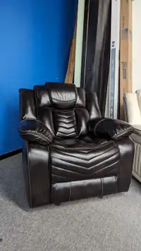 Genuine Leather Electric Power Recliner Set.