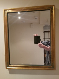 Bevelled Mirror in Gold Wood Frame