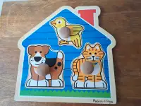 Melissa and doug pets jumbo knobs wooden puzzle - kids - toddler