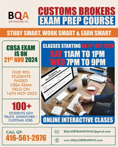 CUSTOMS EXAM ON 21NOV24.CLASSES START 5THOCT, View more