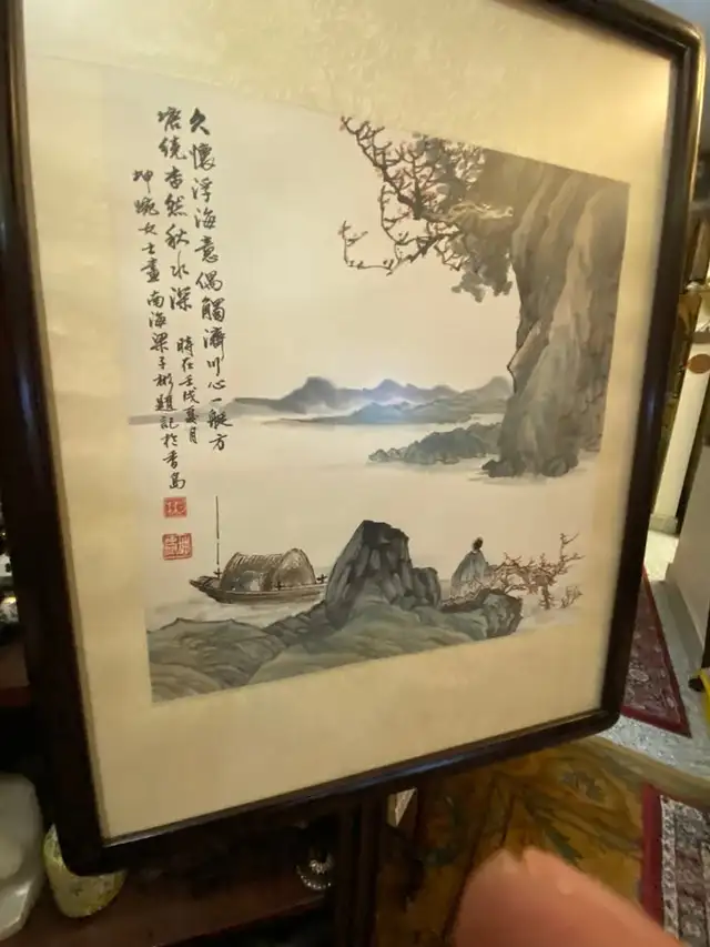 Vintage Chinese Landscape Artwork Wood Frame in Arts & Collectibles in Vancouver - Image 8