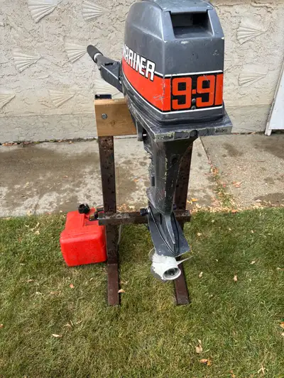 Mariner 9.9 hp 2 stroke outboard and 12 foot aluminum row boat for $2250. Outboard starts easy and r...