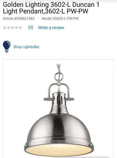 BEAUTIFUL NEW PRWTER COLORED PENDANT LIGHT, View more