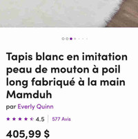 Tapis blanc en imitation peau de mouton à poil long