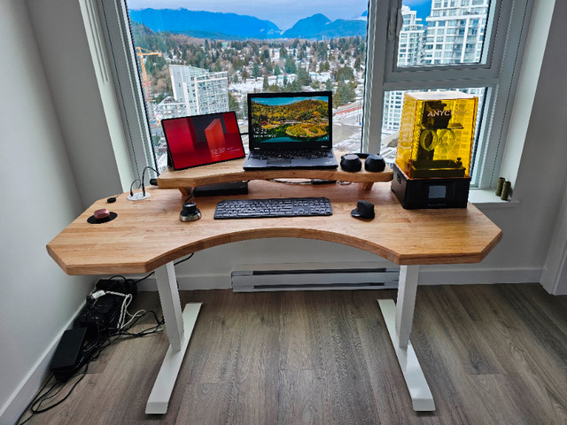 Standing Desk, Custom designed and hand made, solid wood in Desks in Burnaby/New Westminster