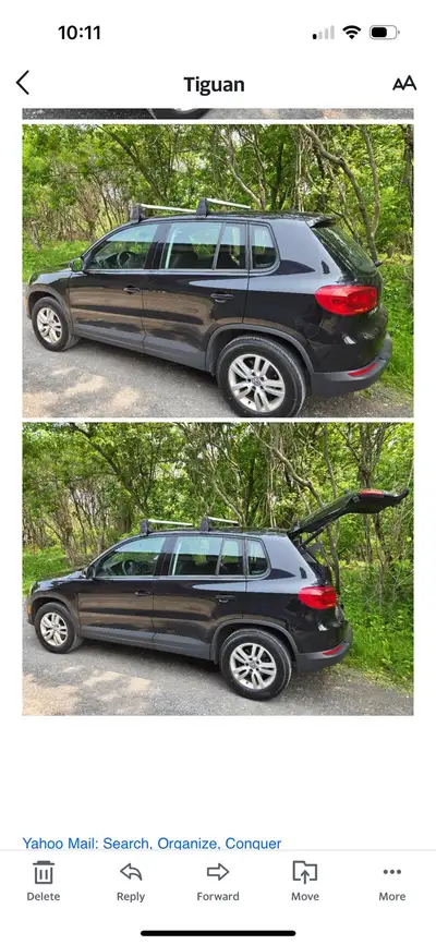This is a used black 2016 Volkswagen Tiguan with a 6-speed manual transmission, perfect for those wh...