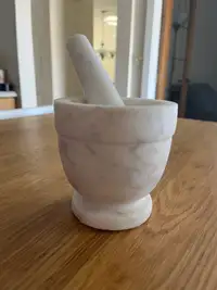 White marble mortar and pestle set