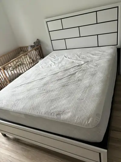 Bed + Matress+ foundation + Dresser Bought from Leon’s on August 2023, we are a pet free and smoke f...