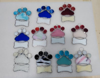 Stained Glass dog paw/bone Ornaments 