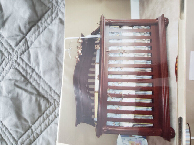 5 piece baby/toddler bed set. Cherry wood. in Cribs in St. Catharines