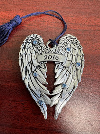 2016 AVON Angel Wings Pewter Collectible Ornament w/ Tassel