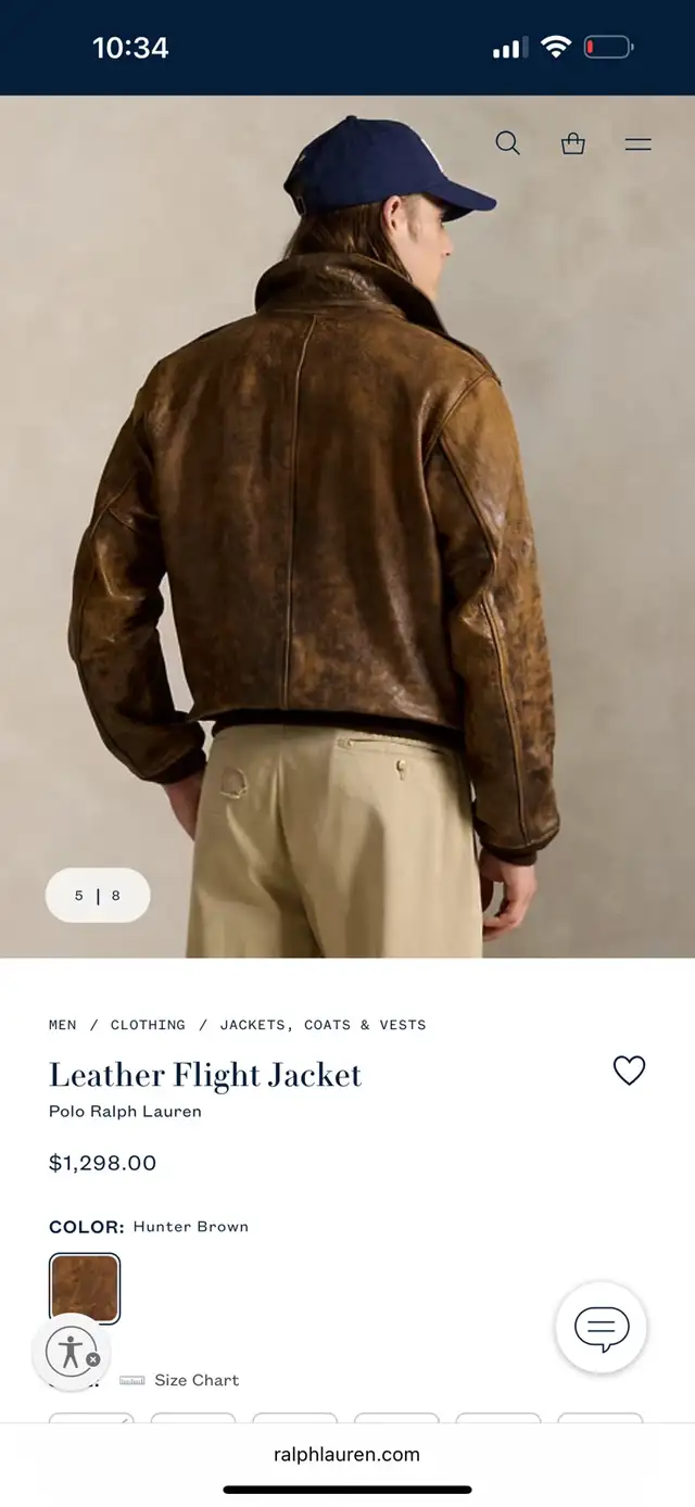 authentic Polo Ralph Lauren bomber flight leather jacket  retail in Men's in City of Montréal - Image 7