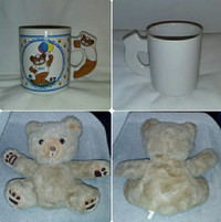 Vintage ZELLERS Plush ZEDDY Bear & Coffee Mug,Dept Store Mascot