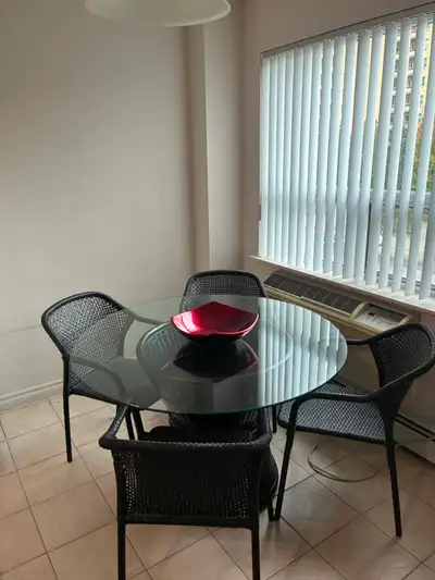 Round Glass Dining Table with 4 Chairs, View more