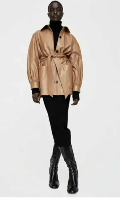 Zara Small Faux Leather Jacket With Belt, View more