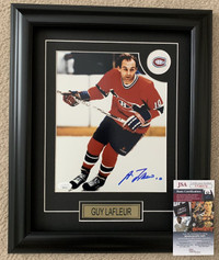 Guy Lafleur Montreal Canadiens Red Jersey Signed Photo Framed