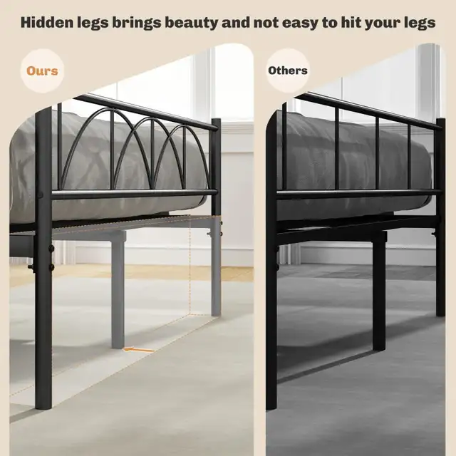 Steel slat Metal Full Platform Bed Frame with Headboard in Beds & Mattresses in Markham / York Region - Image 5