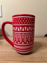 Davids Tea Red Pattern Mug with Lid