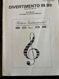 Mozart Divertimento in Bb - Clarinet and Piano