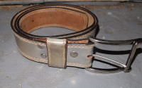 Vintage Thick Leather Cowhide Belt + Chrome Buckle 34"-38" waist