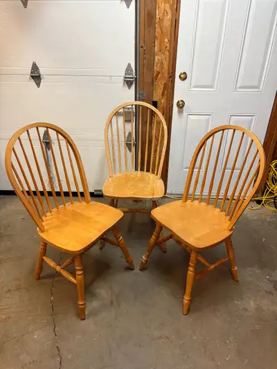 Set of 3 Solid Wood Windsor Dining Chairs, View more