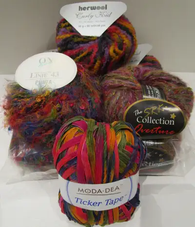 PRICE IS FIRM AND WILL NOT BE LOWERED. Three balls Herwool "Curly Kid", salmon, mauve and canary, ma...