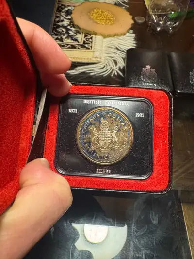 STUNNING RAINBOW TONED 1971 Canada British Columbia Silver Dolla, View more