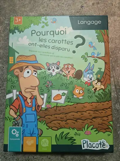 Ce jeu éducatif Placote, intitulé "Pourquoi les carottes ont-elles disparu?", est conçu pour les enf...