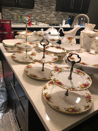Royal Albert  Old County Rose 2-Tier and 3-Tier Cake stands