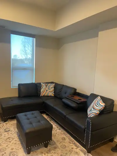 faux leather black couch, View more