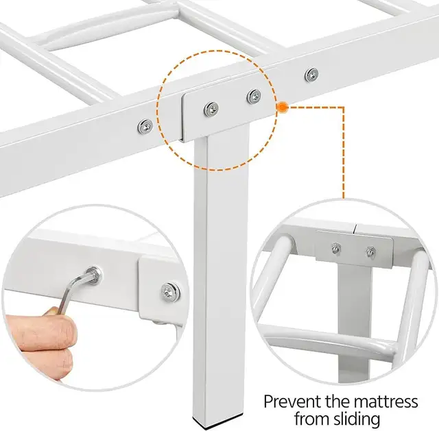Yaheetech white Twin Size Metal Platform Bed Frame Headboard in Beds & Mattresses in Markham / York Region - Image 8