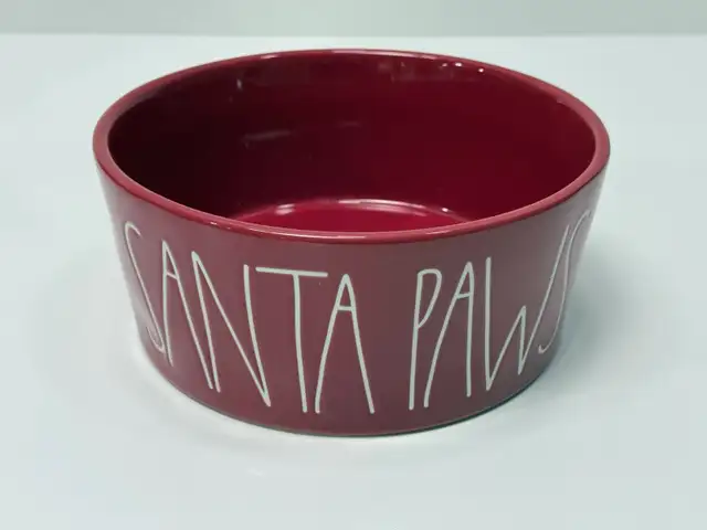 Rae Dunn Santa Paws Large Dog Bowl Red Ceramic Pet Dish in Accessories in Ottawa - Image 3