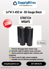 14" X 80 GA X 450 M - Black Stretch Wrap for Sale
