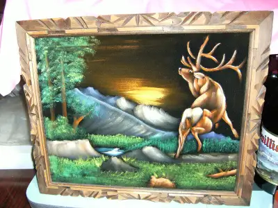 Peinture moyenne avec chevreuil sur velour, View more