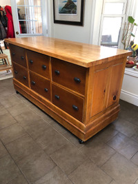 Vintage Large Wood Counter / Kitchen  Island 