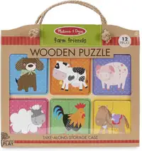 MELISSA AND DOUG Natural Play Wooden Puzzle: Farm Friends